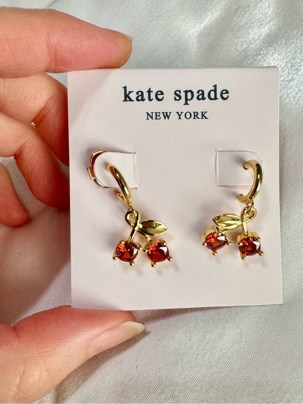 Kate Spade Cherry Drop Huggies Earrings - Picture 7 of 8
